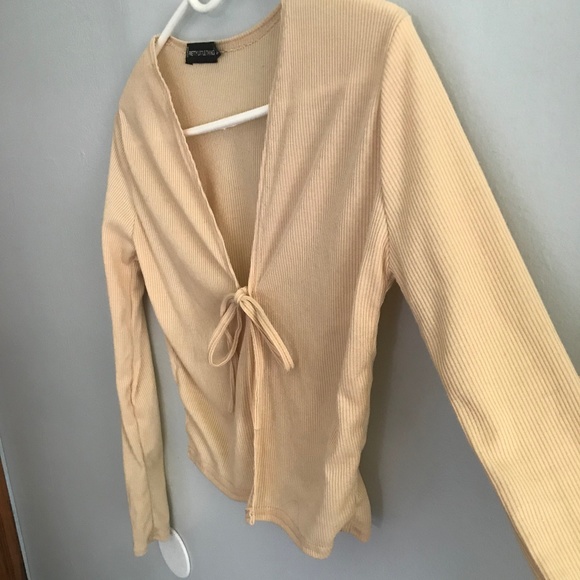 Cropped Beige Cardigan Front tie Fall - Picture 5 of 7